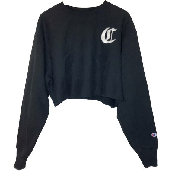 Champion Women's XL Reverse Weave Two Piece Set Cropped Top and Pants Black - Picture 3 of 14